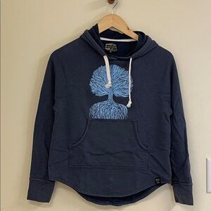 United By Blue Slate Gray Hoodie with Blue Tree Graphic, Size Medium